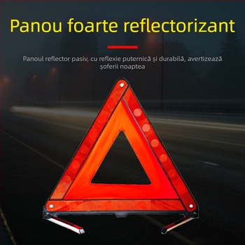 Semn avertisment reflectorizant cu trepied pentru automobil – ABS plastic, triunghi pliabil, siguranță auto, etichetă privată licențiată