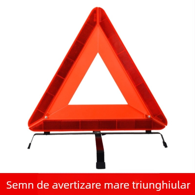 Semn avertisment reflectorizant cu trepied pentru automobil – ABS plastic, triunghi pliabil, siguranță auto, etichetă privată licențiată