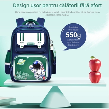 Rucsac Spaceman pentru elevi, pentru băieți și fete, Clasele 1–6, impermeabil, ultra-ușor, reducere a încărcării, protecție a coloanei, material Oxford, model Cartoon, stil modern