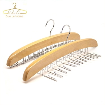 Cuier din lemn multifuncțional cu 24 de cârlige pentru eșarfe, cravate și haine – anti-derapare, design fără cusături (simplitate modernă)