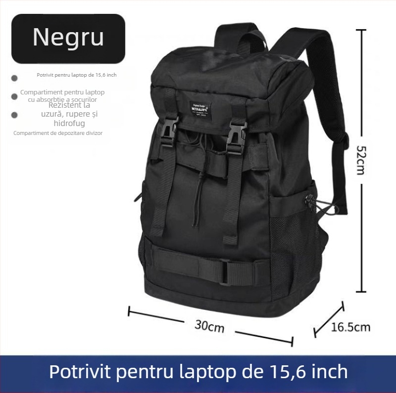 Rucsac outdoor cu capacitate mare, ușor, impermeabil, pentru drumeții și călătorii, unisex, negru