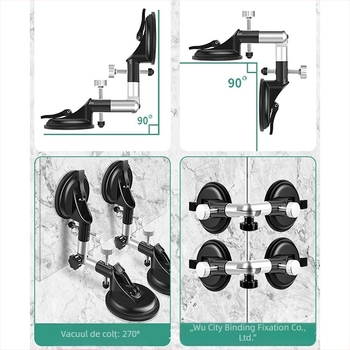Ventuză reglabilă pentru sticlă, plăci ceramice și plăci din piatră – fixare puternică și aliniere a unghiului drept