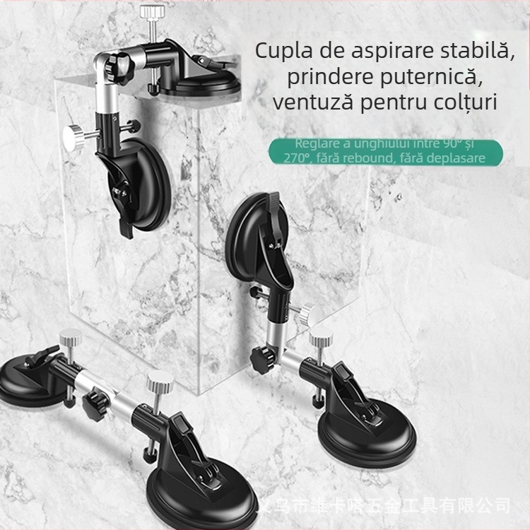 Ventuză reglabilă pentru sticlă, plăci ceramice și plăci din piatră – fixare puternică și aliniere a unghiului drept