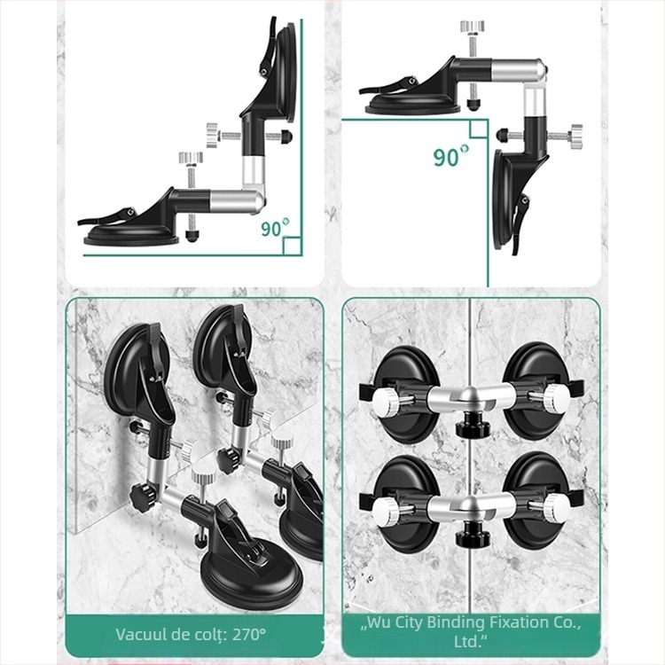 Ventuză reglabilă pentru sticlă, plăci ceramice și plăci din piatră – fixare puternică și aliniere a unghiului drept