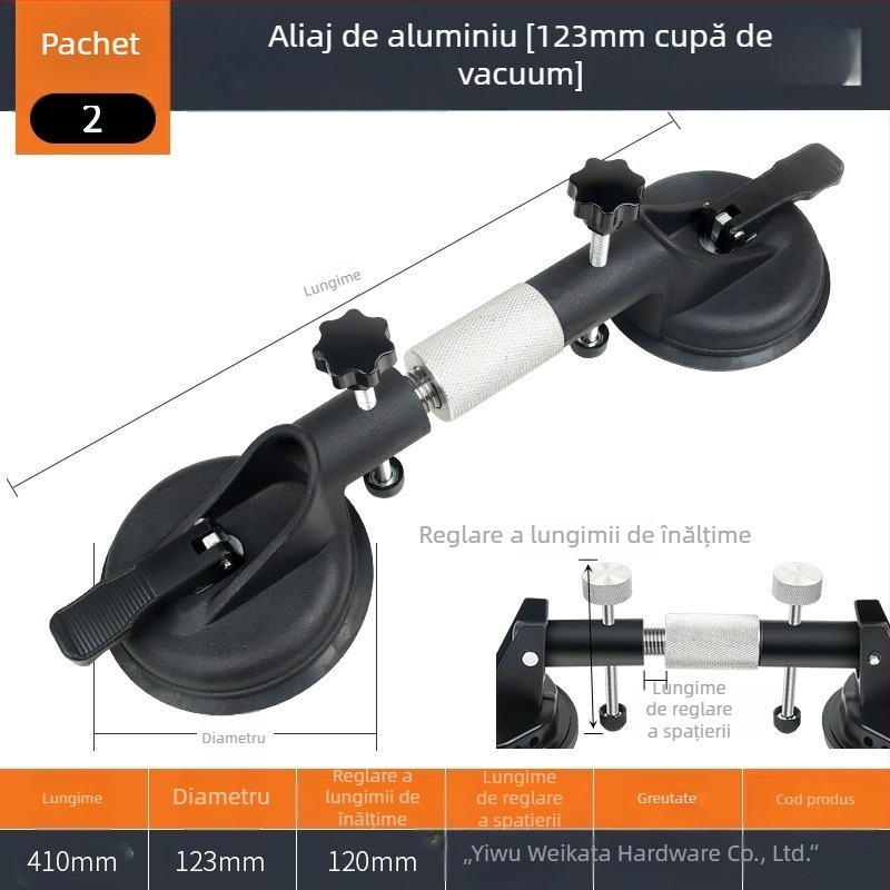 Ventuză reglabilă pentru sticlă, plăci ceramice și plăci din piatră – fixare puternică și aliniere a unghiului drept