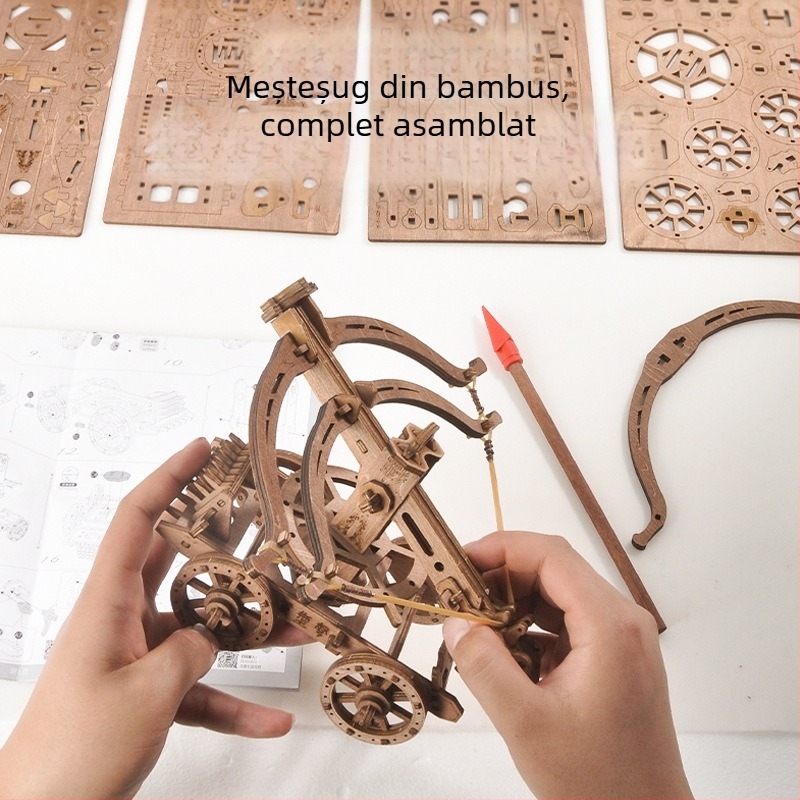 Puzzle 3D din lemn: experiment antic de construcție și care de asediu, jucărie educativă pentru băieți, personalizare logo OEM (material: lemn; categorie: puzzle 3D; vârstă: 14+; personalizare: disponibilă)