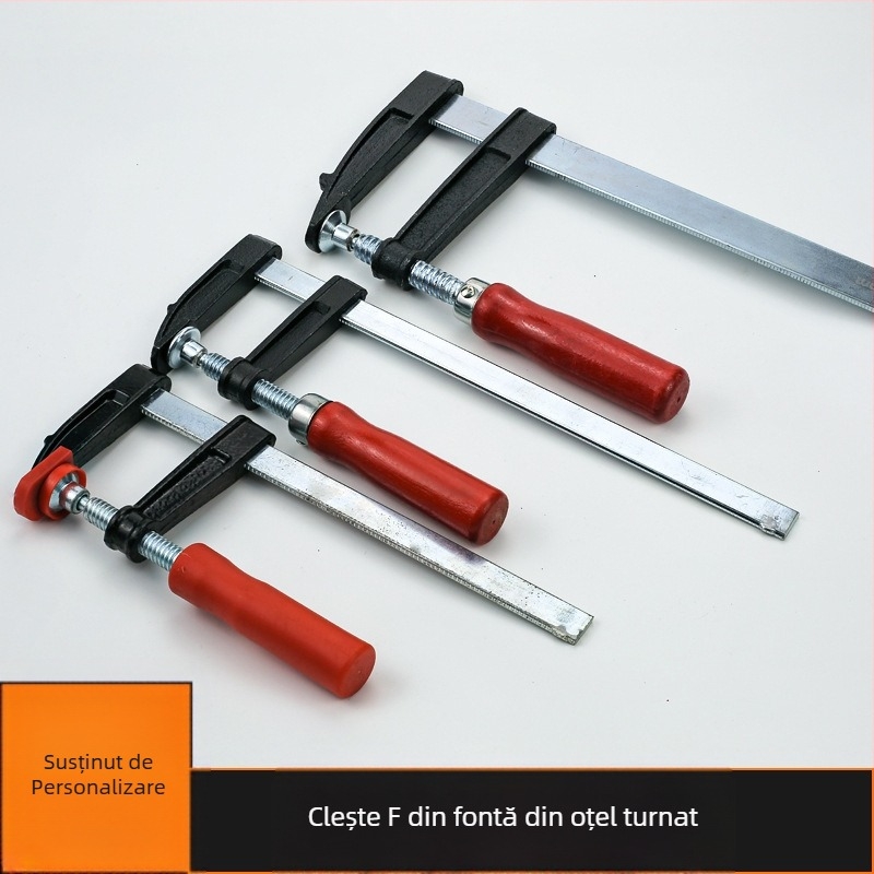 Clemă de tâmplărie tip F pentru fixare — potrivită pentru tâmplărie, piatră și mobilier; material Malang, A3; greutate 0,2 kg