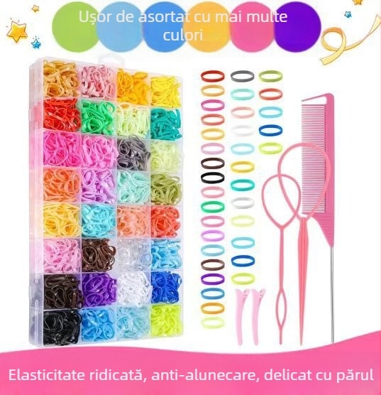 Elastic pentru păr Minute, silicon, manufactură manuală, 1600 de bucăți, Primăvara 2024