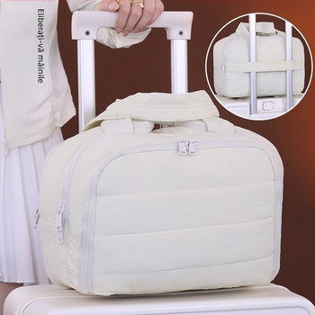 Geantă cosmetică cu patru compartimente, capacitate extra mare pentru călătorii, din material pânză spălată, căptușeală din poliester, ușoară, unisex