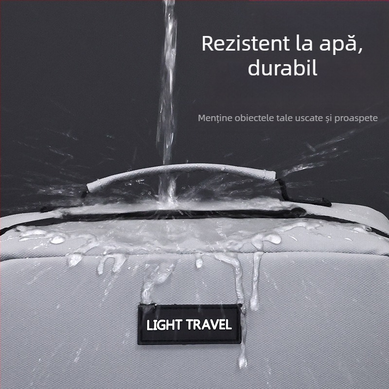 Geantă de cosmetice unisex cu material tip piele-film, imprimeu cu litere, căptușeală din poliester, utilizare zilnică, impermeabilă, compartiment uscat-umed