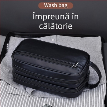 Geantă de toaletă – dublu strat, portabilă, impermeabilă PU, unisex, pentru călătorii
