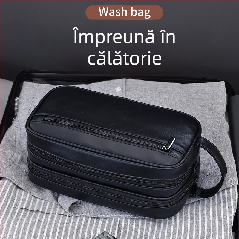 Geantă de toaletă – dublu strat, portabilă, impermeabilă PU, unisex, pentru călătorii
