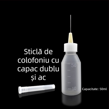 Sticlă dozatoare industrială cu vârf de ac, 50 ml – pentru alcool, flux rosin și adeziv