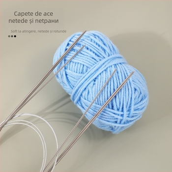Set de ace de tricotat din oțel inoxidabil, circulare și drepte, 50 buc., greutate totală 350 g