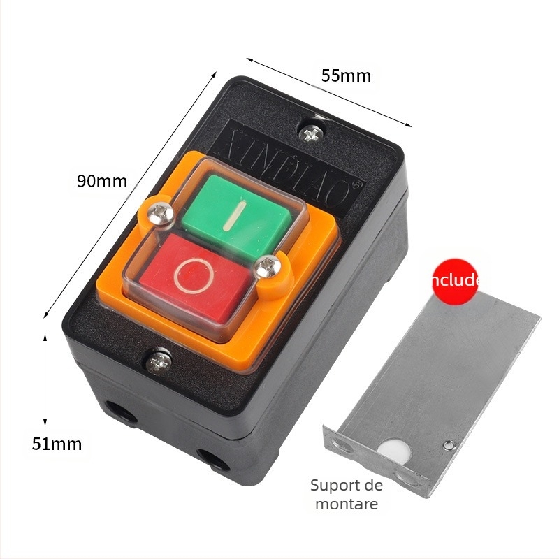 Comutator cu buton pentru mașina de tăiat oțel 400, impermeabil, IP50, 50–440V, conectare prin apăsare, viață electrică 20k cicluri, viață mecanică 100k cicluri