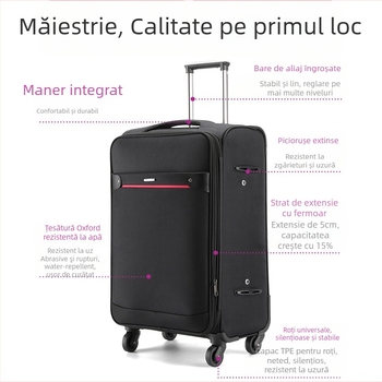Valiză din Oxford, cu roți universale, închidere cu fermoar, extensibilă, posibilitate de logo personalizat