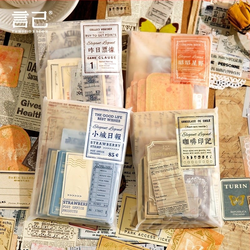 Pachet materiale retro pentru jurnal - 100 buc., 4 stiluri, brand DREHOP/Mengxi, greutate 79 g