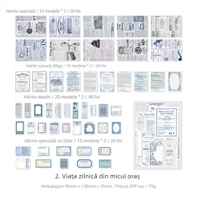 Pachet materiale retro pentru jurnal - 100 buc., 4 stiluri, brand DREHOP/Mengxi, greutate 79 g