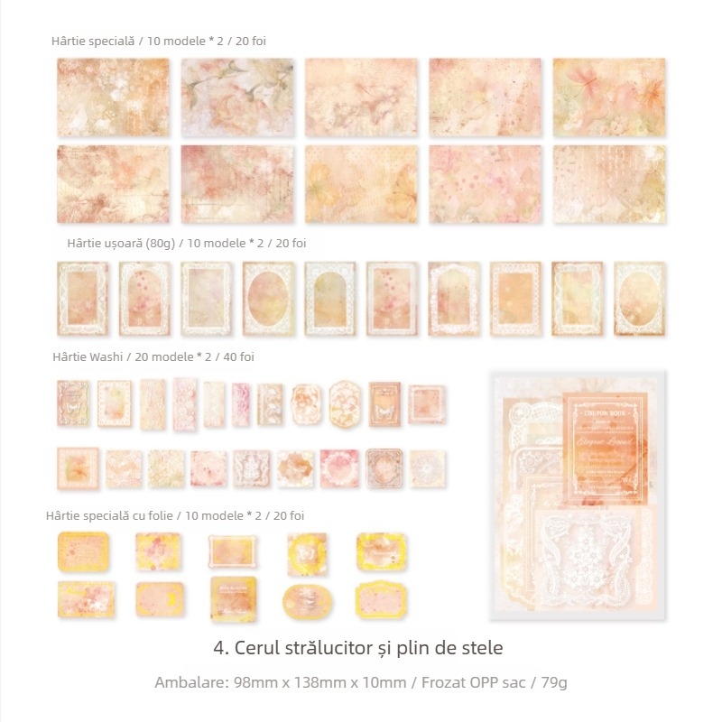 Pachet materiale retro pentru jurnal - 100 buc., 4 stiluri, brand DREHOP/Mengxi, greutate 79 g