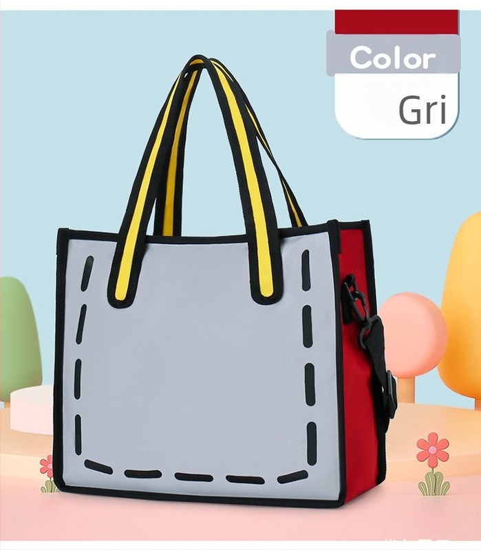 Geantă din pânză în stil japonez pentru femei - vara 2025, geantă de umăr cu curea, design 2D desen animat, capacitate mare