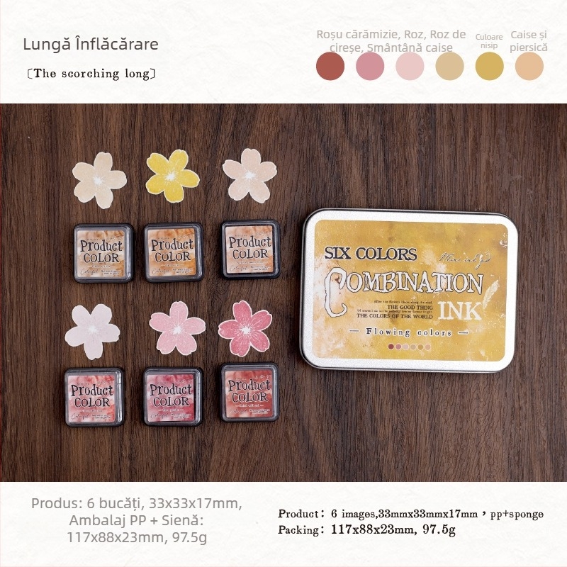 Mo mo set de bureți cerneală – serie culori fluide, cerneală pe bază de ulei, 6 stiluri