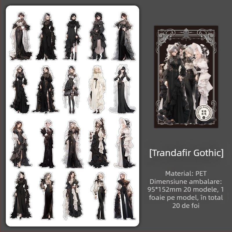 Set autocolante pentru jurnal – stil retro, personaje atrăgătoare, material PET, imprimare, brand Yuxian, autocolante autoadezive