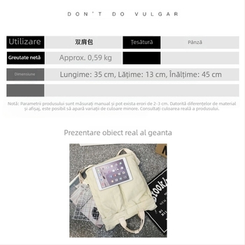 Rucsac din pânză, 36-55L, unisex, respirabil, stil stradal