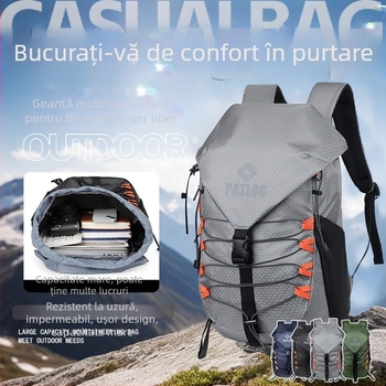 Rucsac de drumeție din nylon, unisex, cu curele cu pernă de aer, pentru sporturi în aer liber, primăvara 2025