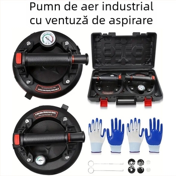 Cupă de vid pentru sticlă, plăci ceramice, marmură și plăci din piatră; robustă, industrială; pompă manuală de aer pentru ridicare; aspirație puternică