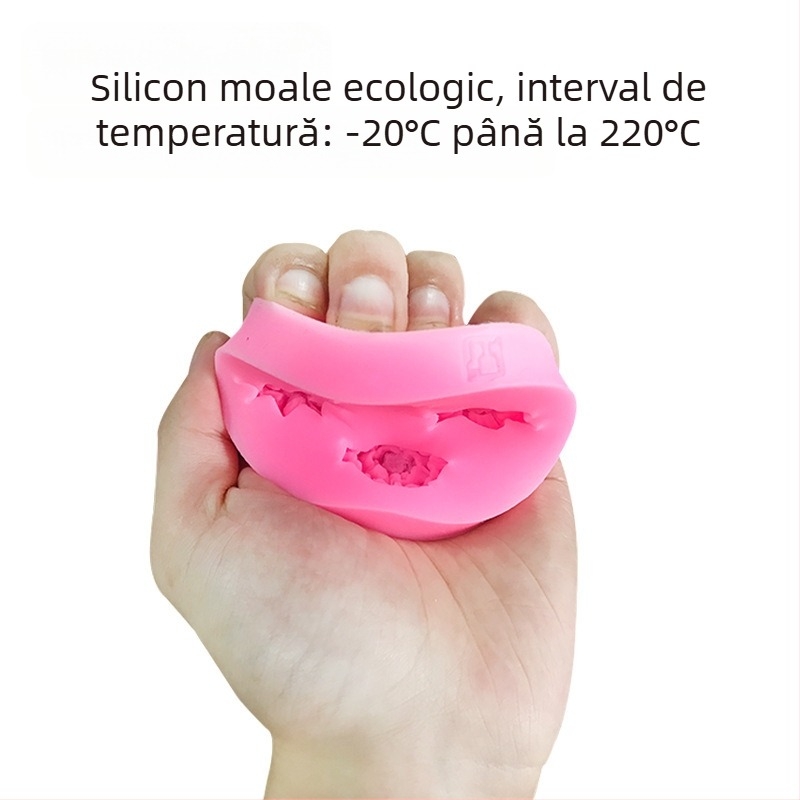 Formă din silicon pentru prăjituri, rotundă, cu modele florale mici: floare de cireș, floare de piersic și trandafir