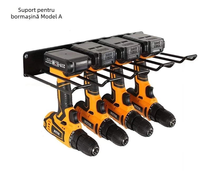 Raft de depozitare pentru unelte montat pe perete – Organizator multifuncțional modern, minimalist pentru bormașină electrică (Capacitate de încărcare: 0-100)