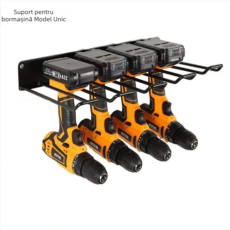 Raft de depozitare pentru unelte montat pe perete – Organizator multifuncțional modern, minimalist pentru bormașină electrică (Capacitate de încărcare: 0-100)