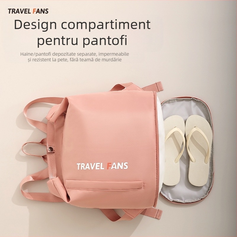 Geantă de baie pentru înot cu compartiment uscat–umed, design rucsac, formă cub, poliester, mare capacitate pentru călătorii