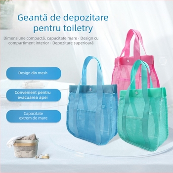 Geantă pentru produse de îngrijire, în stil poșetă de mână, din nylon și plasă, cu funcție de sigilare, potrivită pentru călătorii (material: nylon + plasă; formă: geantă de mână; funcție: sigilare; potrivită pentru călătorii)