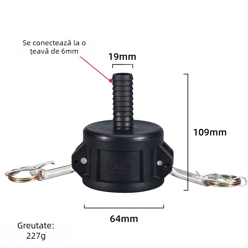 Conector rapid tip C cu reductor pentru descărcarea uleiului din butoi