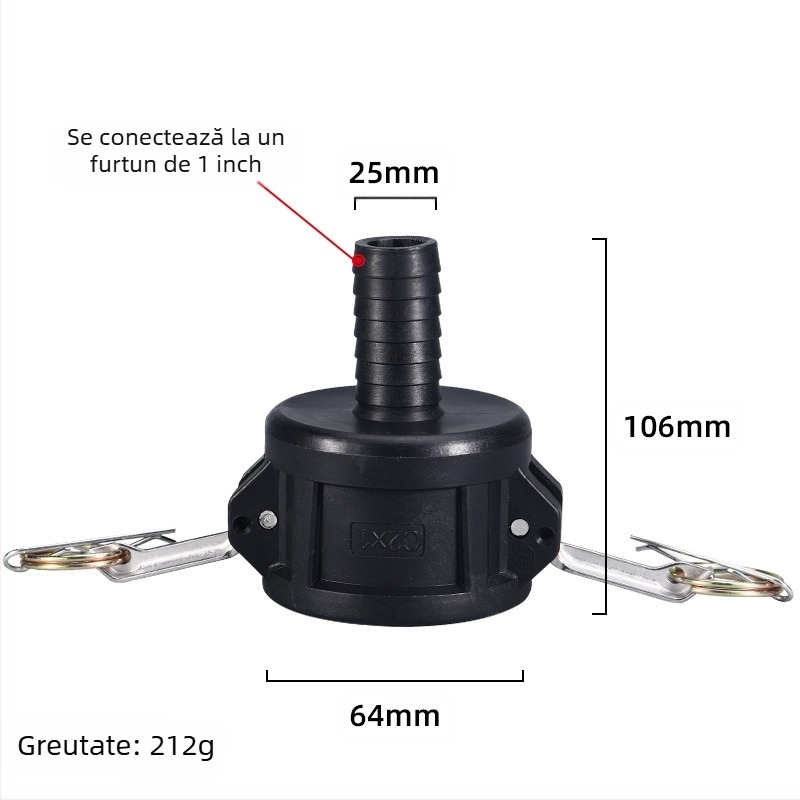 Conector rapid tip C cu reductor pentru descărcarea uleiului din butoi
