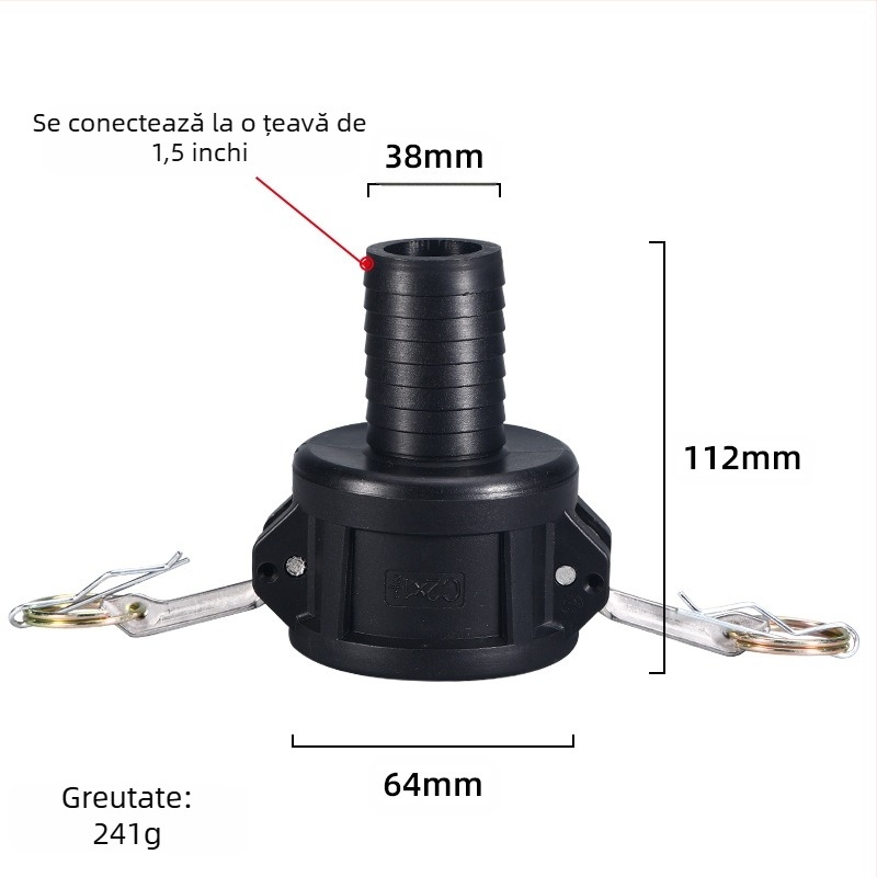 Conector rapid tip C cu reductor pentru descărcarea uleiului din butoi