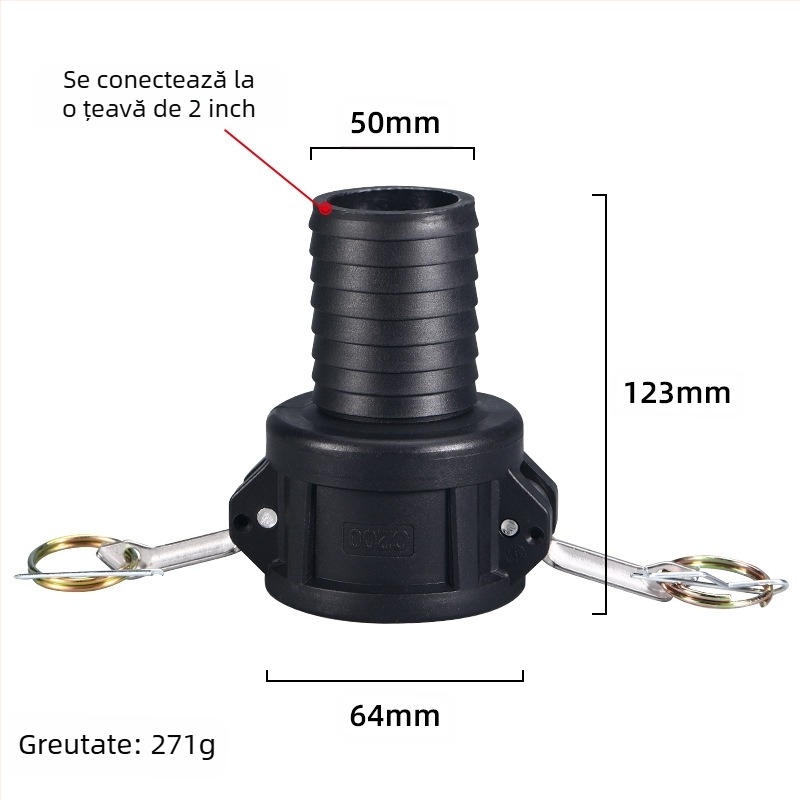 Conector rapid tip C cu reductor pentru descărcarea uleiului din butoi