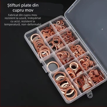 Set de garnituri plate de etanșare pentru automobile, garnituri de tip O, în cutie, 200/420 bucăți, standard GB, tratament de suprafață pickling, material T2