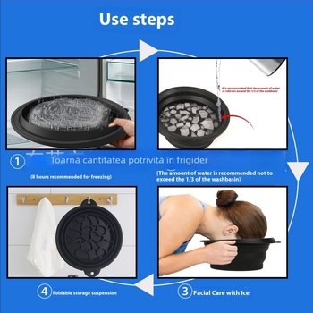 Vas de baie cu gheață din silicon, cu canal de gheață încorporat, vas pliabil pentru spa portabil și tonifierea pielii (Greutate netă: 323 g; Greutate brută: 350 g; Stil: pliabil; Lansare: 2025)