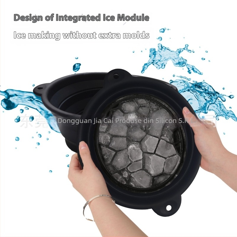 Vas de baie cu gheață din silicon, cu canal de gheață încorporat, vas pliabil pentru spa portabil și tonifierea pielii (Greutate netă: 323 g; Greutate brută: 350 g; Stil: pliabil; Lansare: 2025)