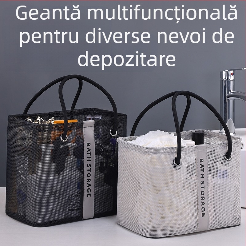 Geantă pentru toaletă din plasă, cub, respirabilă, cu o capacitate mare, pliabilă și ușor de purtat
