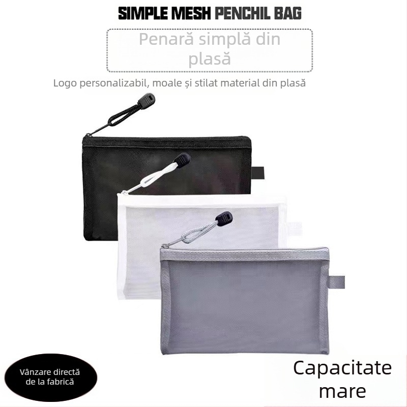 Penar din plasă, transparent, cu capacitate mare, poliester, stil coreean, personalizare: logo, text, model