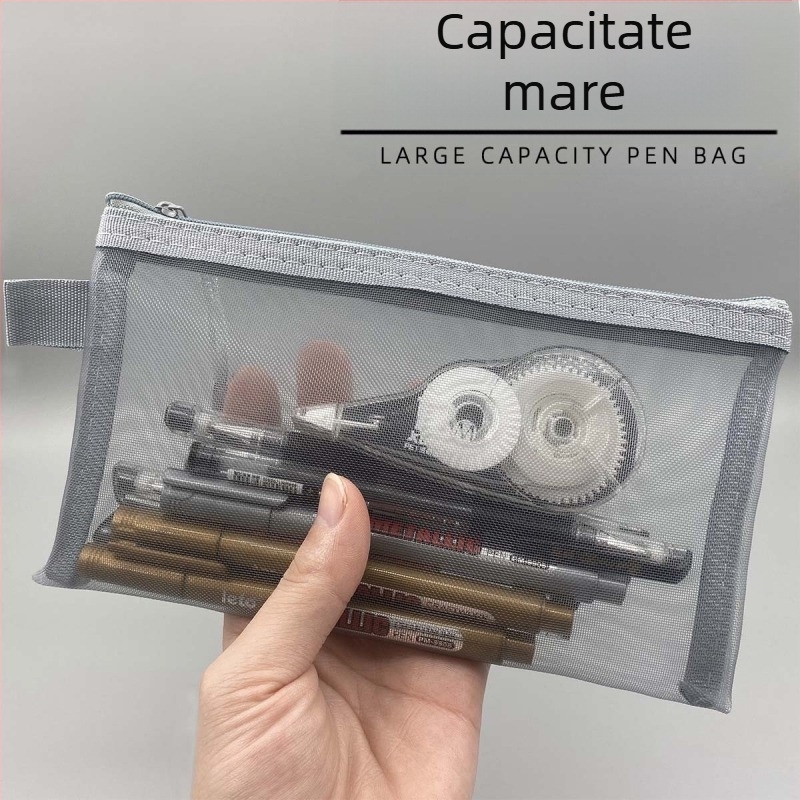 Penar din plasă, transparent, cu capacitate mare, poliester, stil coreean, personalizare: logo, text, model