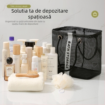 Geantă de toaletă cu formă cubică, plasă din plastic respirabil, stil modern simplu (Cube type; Plastic mesh; Breathable; Modern simplicity)
