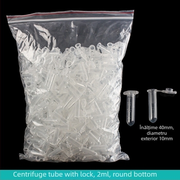 Tub de centrifugă cu capac integrat, rezistent la explozie, cu încuietoare, fund conic cu gradații, pachet de 500 buc
