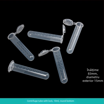 Tub de centrifugă cu capac integrat, rezistent la explozie, cu încuietoare, fund conic cu gradații, pachet de 500 buc