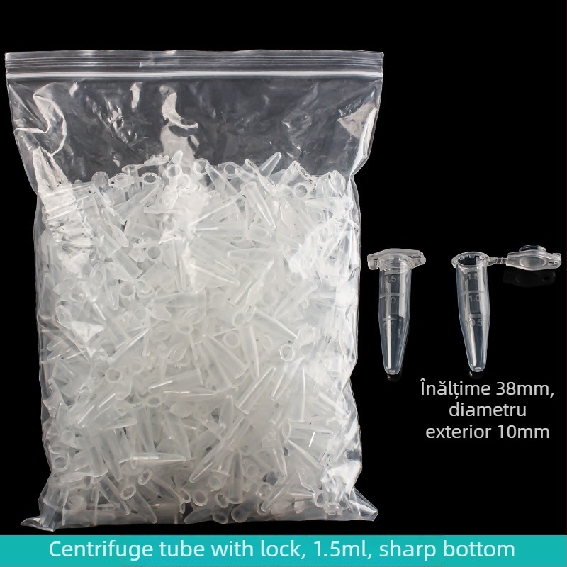 Tub de centrifugă cu capac integrat, rezistent la explozie, cu încuietoare, fund conic cu gradații, pachet de 500 buc