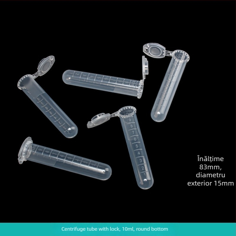 Tub de centrifugă cu capac integrat, rezistent la explozie, cu încuietoare, fund conic cu gradații, pachet de 500 buc