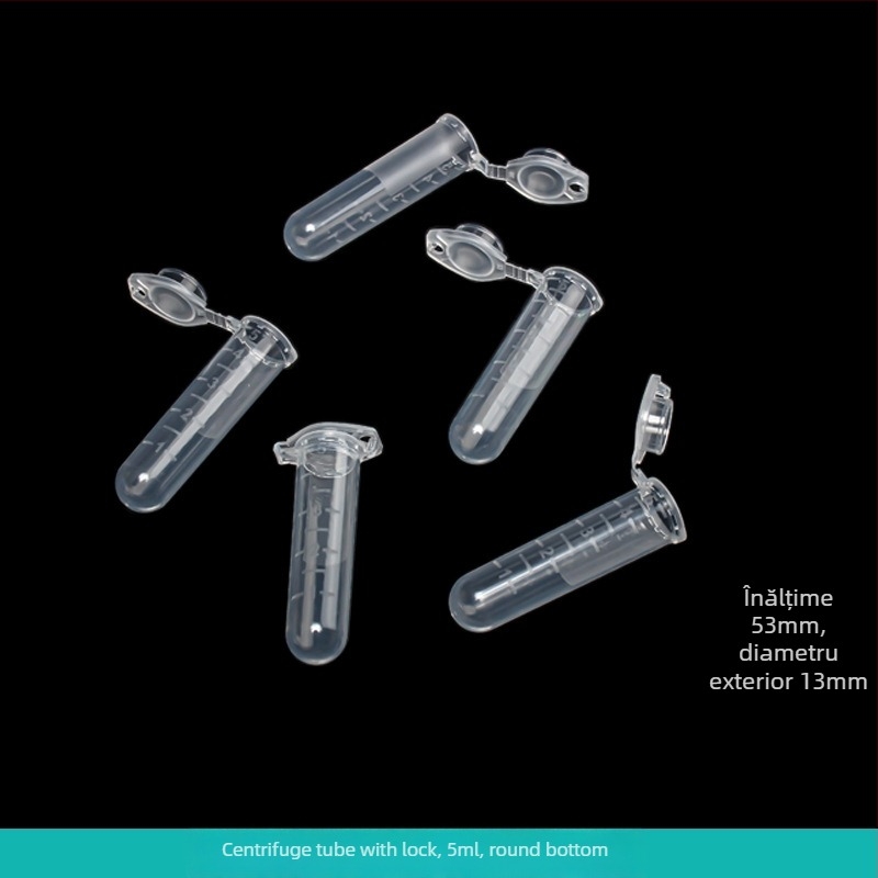 Tub de centrifugă cu capac integrat, rezistent la explozie, cu încuietoare, fund conic cu gradații, pachet de 500 buc